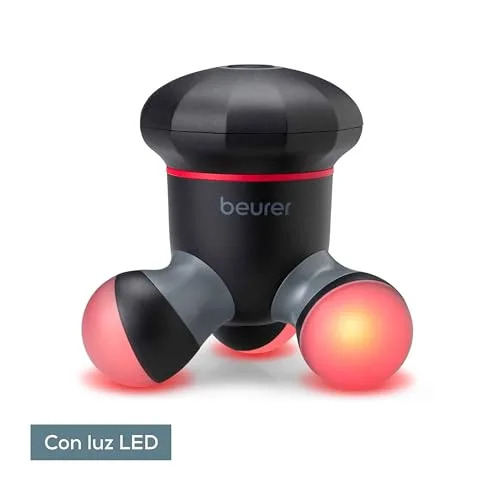 Beurer ▫️ Mini-massajador MG 18, massajador elétrico de mão para uma massagem suave com vibrações, ideal para as costas, o pescoço, os braços e as pernas, com luz LED, portátil, preto, 1 unidade 4