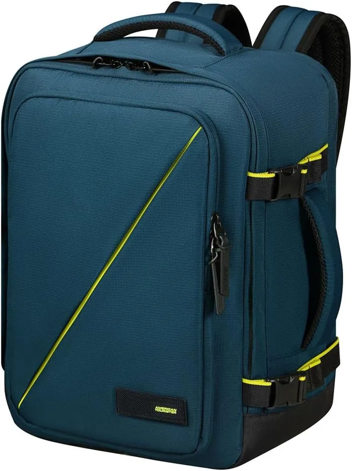 American Tourister ▫️ Take2Cabin - Mala de cabine Wizz Air/Vueling 40x30x20 cm, 26,5 L, 0,60 kg, bagagem de mão, mochila de avião S/M Underseater, azul (Harbor Blue)