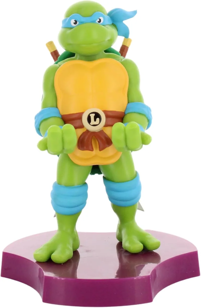 Cableguys ▫️ Cable Guys Minis Tartarugas Ninja Leonardo - Suporte para telemóvel e auriculares intra-auriculares - Suporte de mesa para auriculares e dispositivos pequenos, suporte de secretária para telemóvel, acessórios para jogos