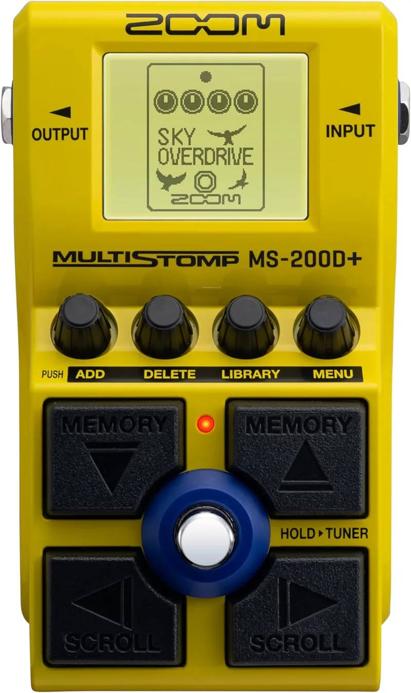 Zoom ▫️ MS-200D+ Pedal multiefeitos para guitarra com 200 drivers e distorções, cadeia de efeitos, 1 stompbox, afinador, alimentado a pilhas, inclui overdrives, boosts, fuzz e muito mais