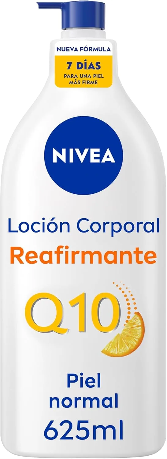 NIVEA ▫️ Q10 Loção Corporal Reafirmante (1 x 625 ml), creme hidratante corporal para pele normal, creme corporal reafirmante com Collagen Boost Complex, vitamina C e Q10 puro