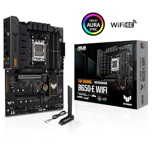 ASUS ▫️ TUF GAMING B650-E WIFI - Placa-mãe ATX AMD B650 Ryzen AM5 (VRM de 8+2 fases, PCIe 5.0, M.2, PCIe 5.0, Ethernet de 2,5 Gb, Wi-Fi 6E, HDMI, DP, USB Tipo C, cancelamento de ruído por IA, Aura Sync RGB) 2