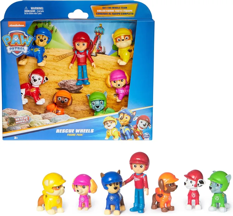 Paw Patrol ▫️ - 7 Pack Rescue Wheels Figures: Ryder, Chase, Marshall, Skye, Rubble, Rocky e Zuma - Brinquedos - Prenda para menino 3 anos + - 6070443 - Brinquedos Meninos 3 anos +