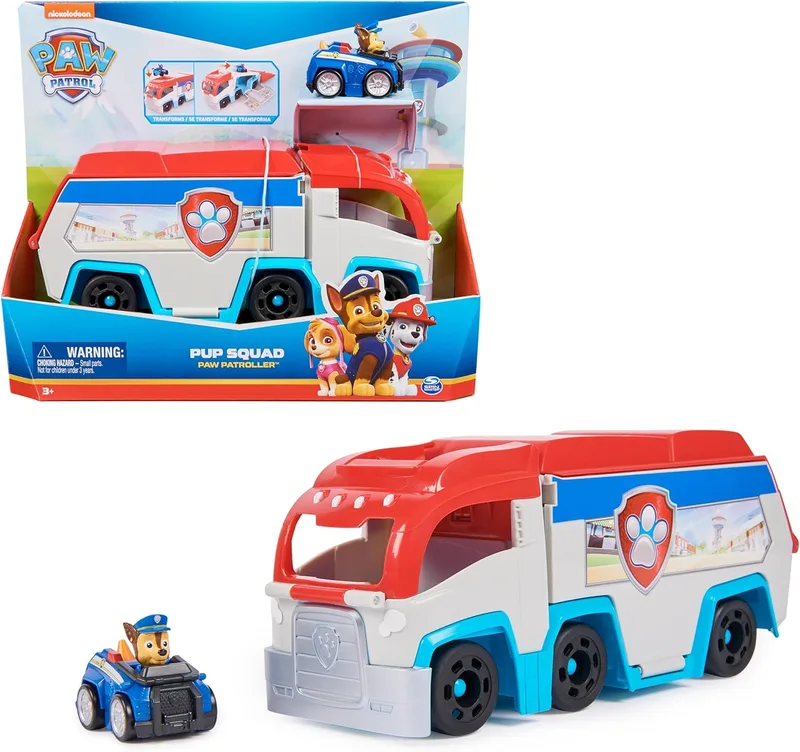 Paw Patrol ▫️ Pup Squad Paw Patroller Pack Carro Transformável e Veículo com Figura de Perseguição - Toys - Brinquedos para Crianças 3 anos + - Rapaz 3 anos + presente