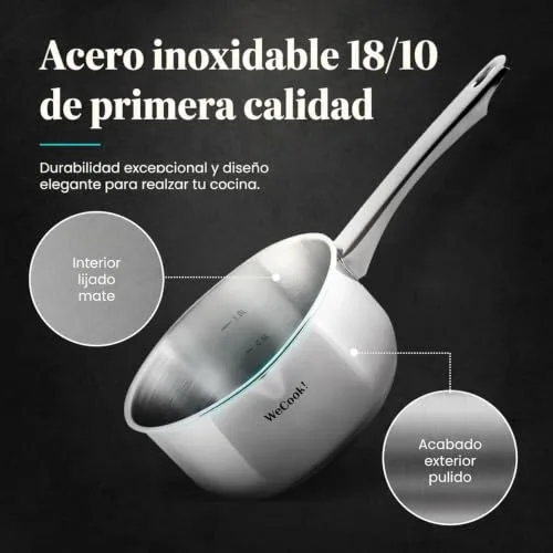 WECOOK! ▫️ WECOOK Panela de aço inoxidável 18/10, Ø 12 cm, 0,7 L, adequada para indução, base de três camadas 5