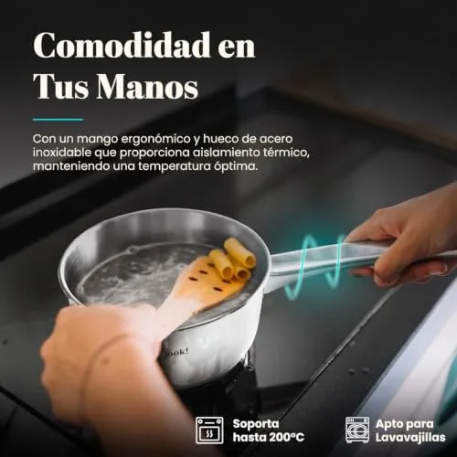 WECOOK! ▫️ WECOOK Panela de aço inoxidável 18/10, Ø 12 cm, 0,7 L, adequada para indução, base de três camadas 6