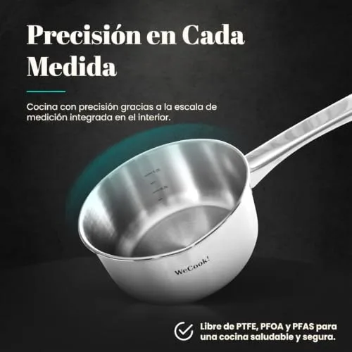 WECOOK! ▫️ WECOOK Panela de aço inoxidável 18/10, Ø 12 cm, 0,7 L, adequada para indução, base de três camadas 7