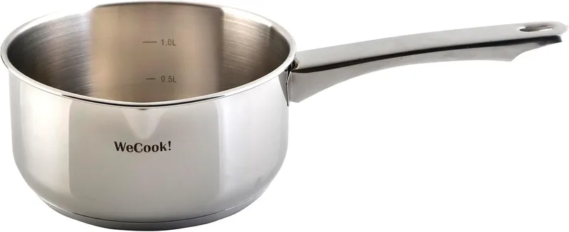 WECOOK! ▫️ WECOOK Panela de aço inoxidável 18/10, Ø 12 cm, 0,7 L, adequada para indução, base de três camadas