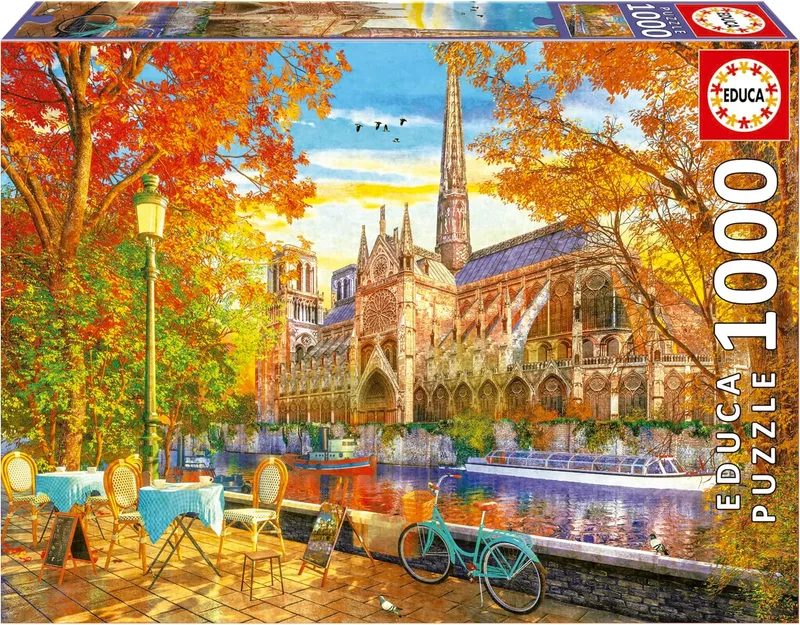 Educa ▫️ outono em Notre Dame | Puzzle de 1000 peças para adultos. Tamanho: 68 x 48 cm. Inclui o puzzle Cola Fix. A partir dos 14 anos (19936)