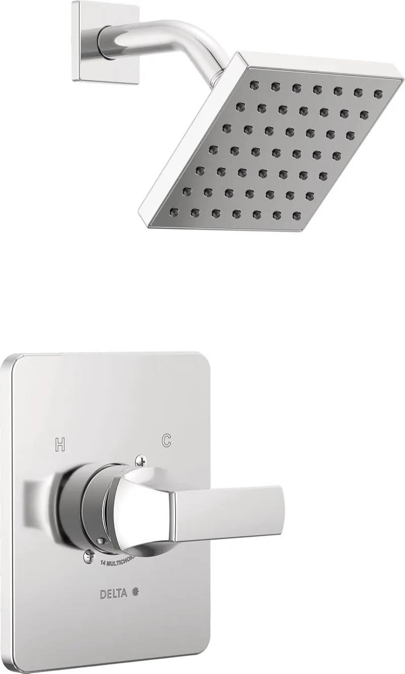 DELTA ▫️ Faucet Velum Série 14 - Conjunto de torneira de duche cromada de função única, kit de acabamento da válvula, chuveiro de mão, kit de acabamento de duche T14237 (válvula não incluída)