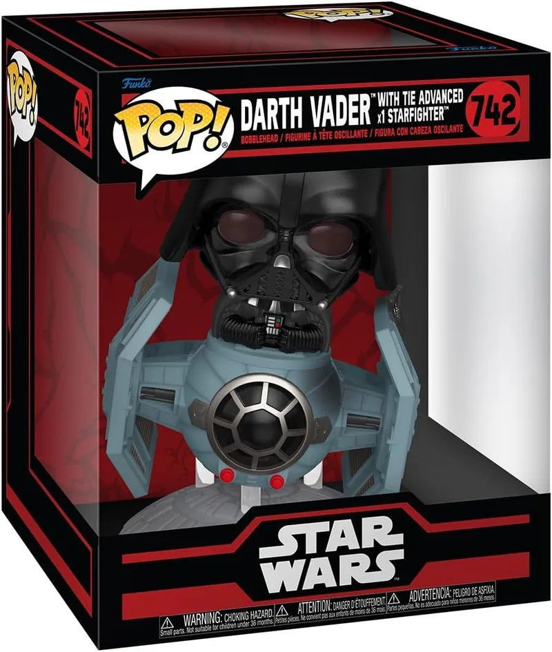 Funko ▫️ Pop! Rides Deluxe: Star Wars Darkside - Tie Advanced X1 com Darth Vader - Figura de vinil colecionável - Ideia para presente - Mercadoria oficial - Brinquedos para crianças e adultos - Fãs de cinema