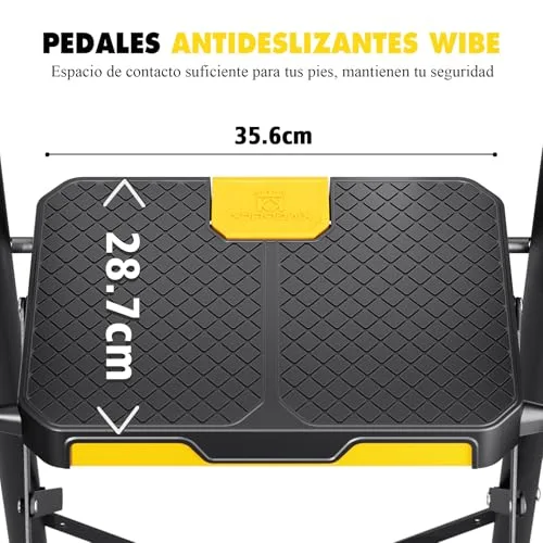 KINGRACK ▫️ Escada dobrável de 3 degraus com bloqueio de segurança, escada em tesoura para uso doméstico com capacidade de carga até 360 kg, com degrau largo antiderrapante, corrimão, banco em aço, para uso doméstico e na cozinha, preta 2