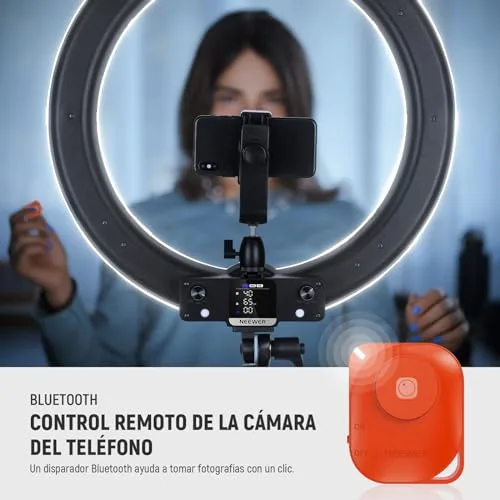 NEEWER ▫️ Anel de Luz LED RGB de 18 polegadas com controlo por aplicação, tripé e suporte para telemóvel, 42 W, regulável de 2500 K a 10 000 K, GM ±50, bicolor, CRI 97+/TLCI 98+, 360° com todas as cores, 18 cenários para fotografia, TikTok e vlog, RGB18 II 5