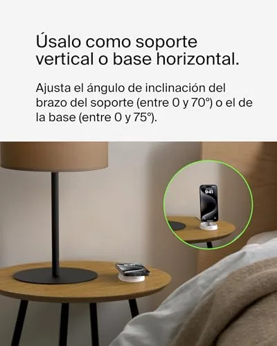 Belkin ▫️ Carregador sem fios BoostCharge Pro Qi2 compatível com MagSafe, suporte de carregamento magnético rápido conversível de 15 W, para Apple iPhone 17, Air, Pixelsnap, AirPods, adaptador de 20 W - Branco 3