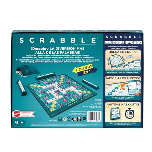 Mattel Games ▫️ Scrabble® – jogo de tabuleiro para toda a família com 2 modos de jogo, edição em espanhol 4