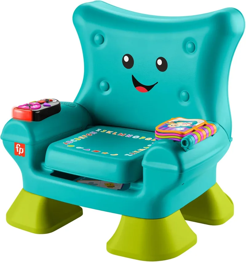 Fisher-Price ▫️ Laugh and Learn Smart Stages Chair, brinquedo educativo com sons, para bebés +1 ano, versão em espanhol + português + italiano + inglês (HYR96)