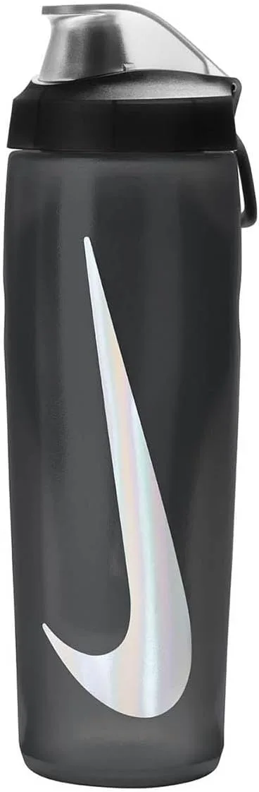 NIKE ▫️ Garrafa de água Unisex Refuel com tampa de bloqueio, Anthracite/Preto/Prateado iridescente, 709 ml