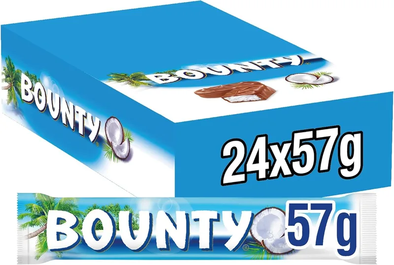 Bounty ▫️ Barra de chocolate de coco coberta com um delicioso chocolate de leite (24 x 57g)