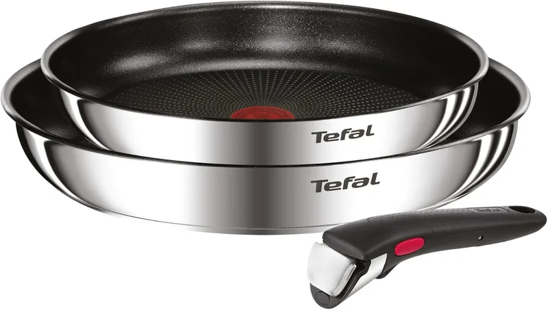 Tefal ▫️ Ingenio Emotion - Conjunto de 2 frigideiras 22/26 cm + cabo amovível, indução, antiaderente, revestimento de titânio, sinal térmico, lavável na máquina de lavar louça e no forno