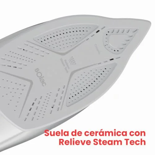 Solac ▫️ Optima Relieve 3100 - Ferro a vapor de 3100 W, fluxo de vapor de 220 g/min, cerâmica 4