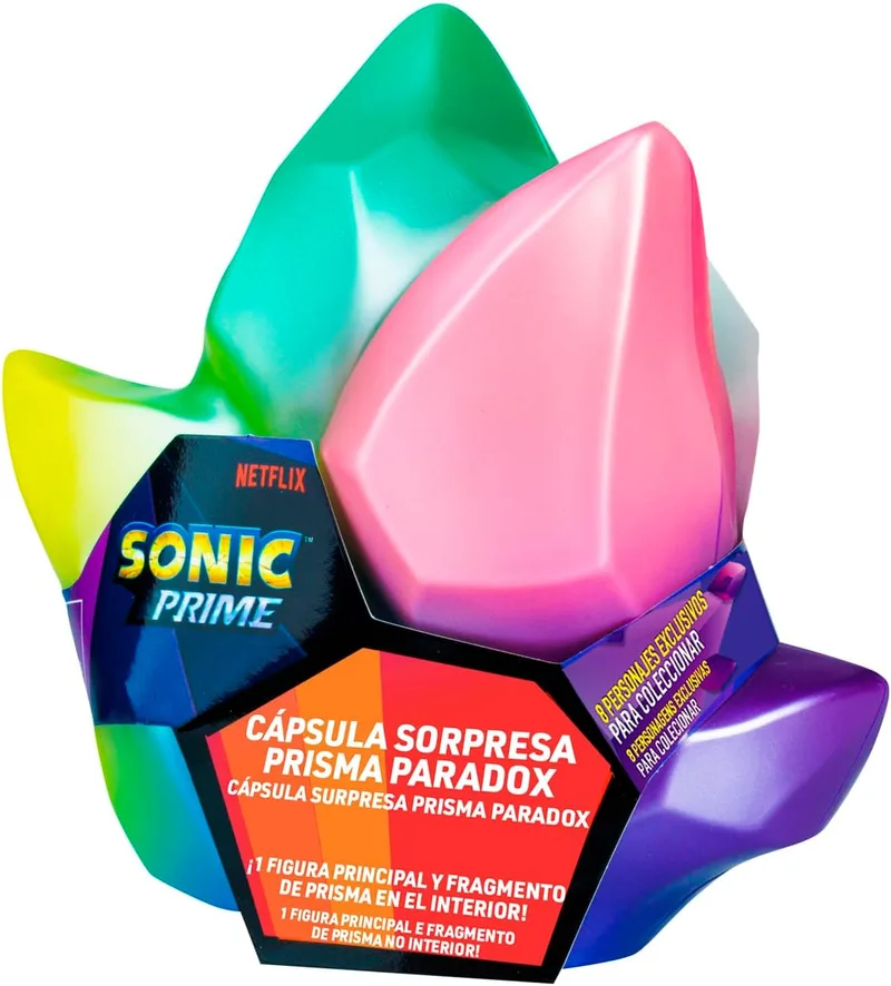 Bizak ▫️ Sonic, Prisma Capsule Surprise, caixa com 1 mini figura articulada, personagens coleccionáveis dos jogos de vídeo da Sega, 8 diferentes, 7 cm, + 3 anos, (64110901)