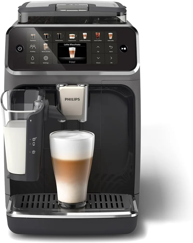 PHILIPS ▫️ Máquina de café expresso totalmente automática Série 5500-20, para cafés quentes e com gelo, Sistema de Leite LatteGo com Limpeza Rápida, 40% mais silenciosa com SilentBrew, QuickStart, Cinza (EP5544/50)