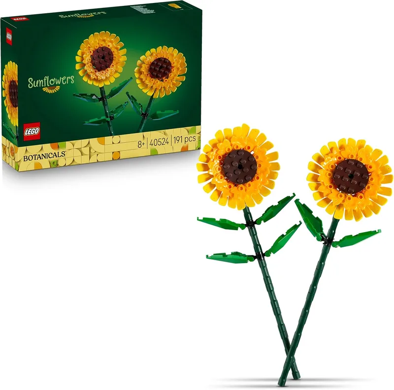 LEGO ▫️ Botanicals Girassóis - Kit de Maquete de Flores Artificiais Amarelas - Acessório para o Quarto e Decoração Floral para a Casa - Presente para Meninas, Meninos a partir dos 8 anos e Adolescentes 40524