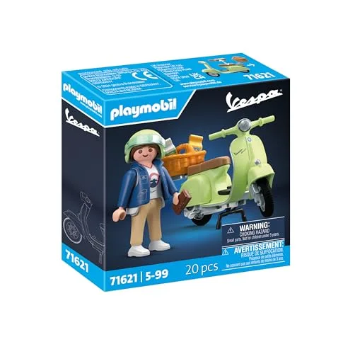 PLAYMOBIL ▫️ Cars 71621 Vespa 150 Sprint Veloce de 1969, Verde Claro, modelo fiel para colecionadores e entusiastas, inclui acessórios versáteis e várias opções de selim 2