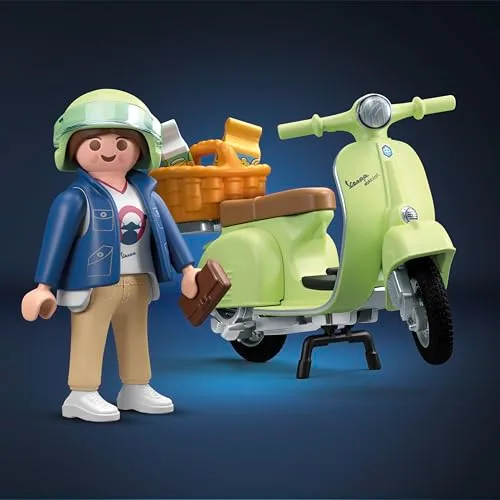 PLAYMOBIL ▫️ Cars 71621 Vespa 150 Sprint Veloce de 1969, Verde Claro, modelo fiel para colecionadores e entusiastas, inclui acessórios versáteis e várias opções de selim 3