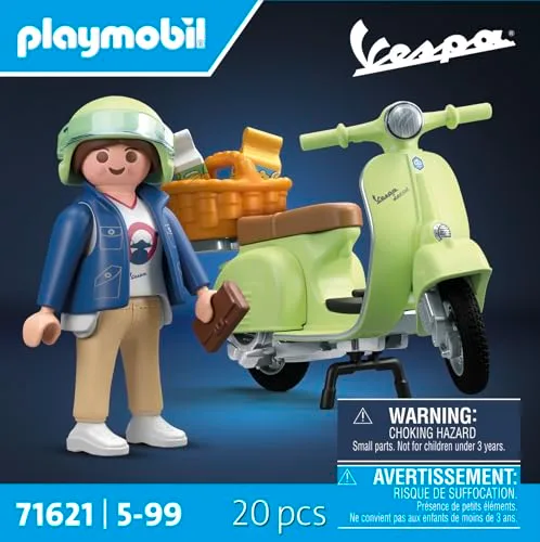 PLAYMOBIL ▫️ Cars 71621 Vespa 150 Sprint Veloce de 1969, Verde Claro, modelo fiel para colecionadores e entusiastas, inclui acessórios versáteis e várias opções de selim 4