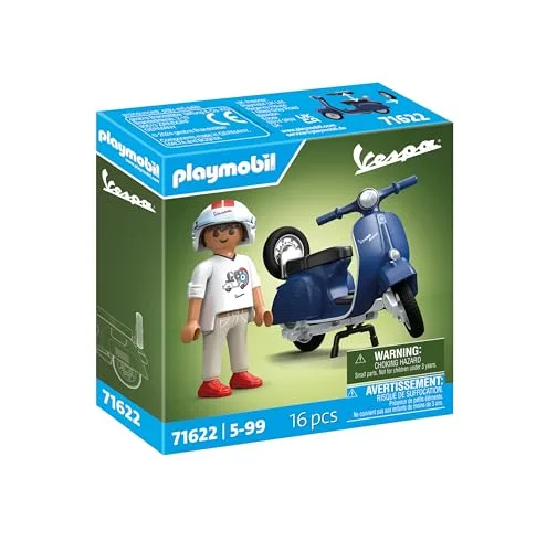 PLAYMOBIL ▫️ Cars 71622 Vespa 150 Sprint Veloce de 1969, Azul, modelo fiel para colecionadores e entusiastas, inclui acessórios versáteis e uma roda sobressalente amovível 2