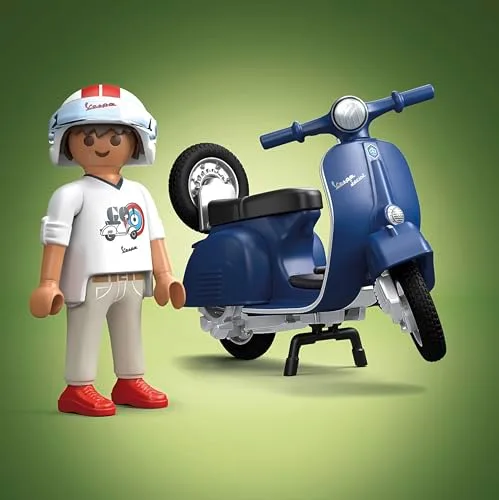 PLAYMOBIL ▫️ Cars 71622 Vespa 150 Sprint Veloce de 1969, Azul, modelo fiel para colecionadores e entusiastas, inclui acessórios versáteis e uma roda sobressalente amovível 3