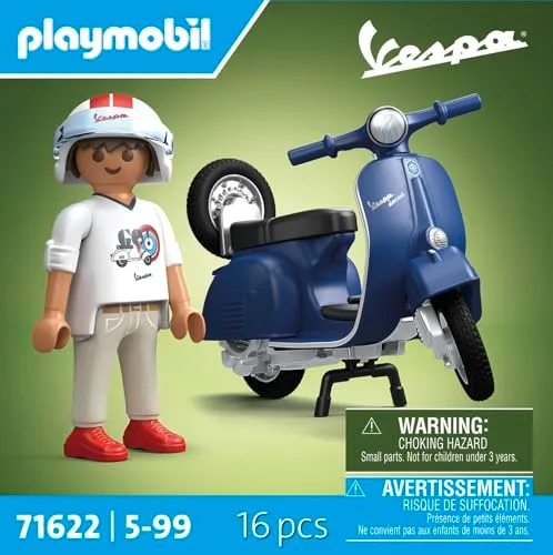 PLAYMOBIL ▫️ Cars 71622 Vespa 150 Sprint Veloce de 1969, Azul, modelo fiel para colecionadores e entusiastas, inclui acessórios versáteis e uma roda sobressalente amovível 4
