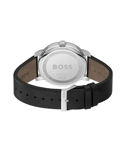 HUGO BOSS ▫️ Relógio analógico multifunções de quartzo da Boss para homem, da coleção Contender, com bracelete em pele preta ou castanha 3