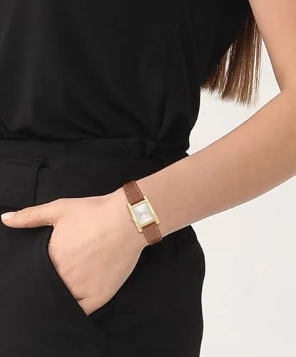 BOSS ▫️ Relógio de movimento de quartzo com dois ponteiros para mulher, da coleção Lucy, com bracelete em aço inoxidável ou em pele e caixa retangular 4