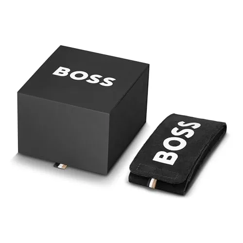 BOSS ▫️ Relógio de movimento de quartzo com dois ponteiros para mulher, da coleção Lucy, com bracelete em aço inoxidável ou em pele e caixa retangular 5