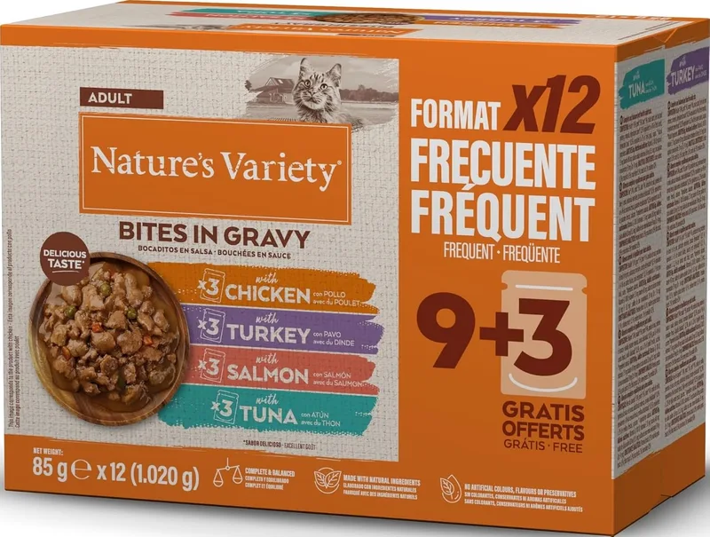 Nature's Variety ▫️ Petiscos em Molho - Comida Húmida para Gatos - Caixa Multisabores 12 x 85 g