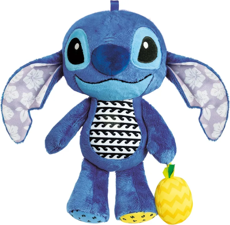 Clementoni ▫️ Peluche Disney Stitch - Peluche Macio de Cor-de-rosa, Estimulação Multissensorial para Recém-nascidos, Desenvolvimento da Perceção Tátil e da Psicomotricidade Fina, Brinquedo para Bebés dos 3 aos 36 meses, 17918