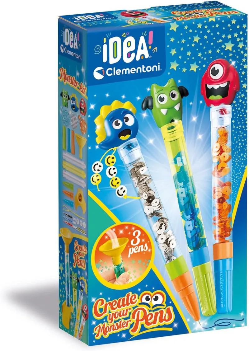 Clementoni ▫️ 18828 Idea - Cria a tua Penso: Monstro - Jogo criativo de laboratório colorido para meninas - Canetas personalizadas para crianças a partir dos 6 anos - Multicolorido