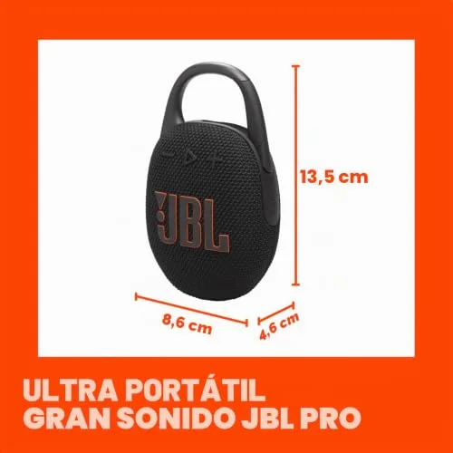 JBL ▫️ Clip 5, coluna portátil sem fios com Bluetooth, resistente à água e ao pó (IP67), até 12 horas de reprodução e mais com o Playtime Boost ativado, preto 5