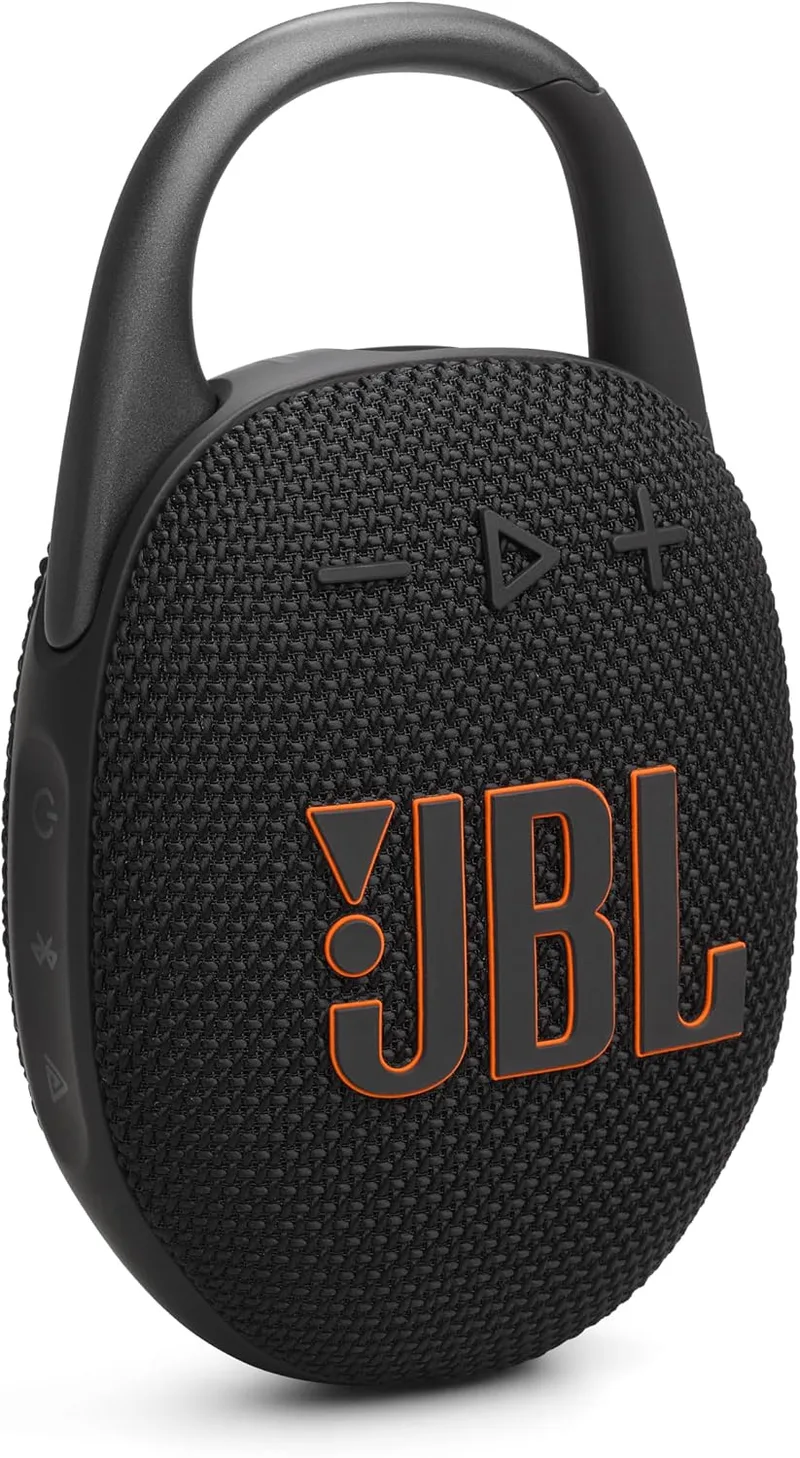 JBL ▫️ Clip 5, coluna portátil sem fios com Bluetooth, resistente à água e ao pó (IP67), até 12 horas de reprodução e mais com o Playtime Boost ativado, preto