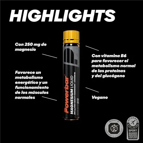 PowerBar ▫️ Black Line - Magnésio Líquido - 20x25 ml - 250 mg de magnésio - Vitamina B6 3