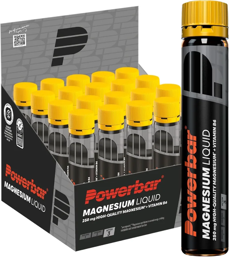 PowerBar ▫️ Black Line - Magnésio Líquido - 20x25 ml - 250 mg de magnésio - Vitamina B6
