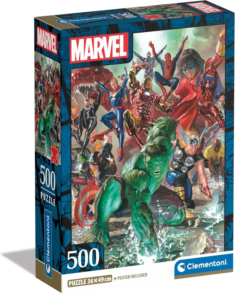Clementoni ▫️ Puzzle de 500 peças Compact Marvel: Os Vingadores