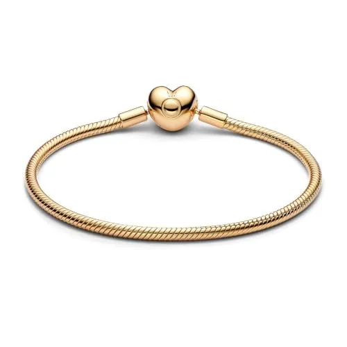 PANDORA ▫️ Moments 563050C00-18 - Pulseira com elos em forma de cobra e fecho em forma de coração, prata de lei com liga banhada a ouro, compatível com a coleção Moments, tamanho: 18 4