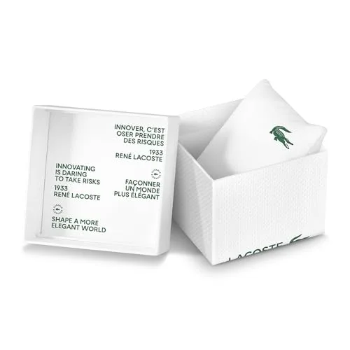 Lacoste ▫️ Relógio de três ponteiros para homem com bracelete em aço prateado e branco 6