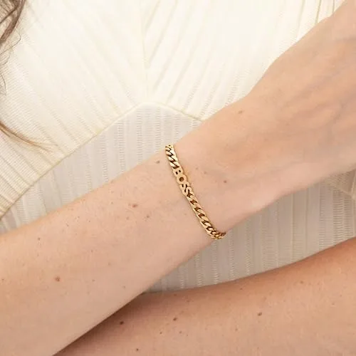 BOSS ▫️ Jewelry: Colar ou pulseira para mulher da coleção KASSY FOR HER, em aço inoxidável com banho iônico em ouro amarelo 5