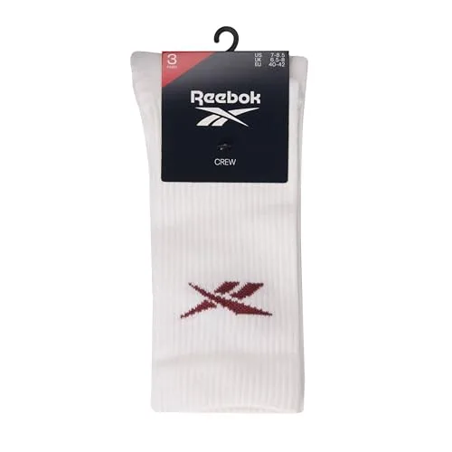 Reebok ▫️ Meias Sports Essentials Crew unissexo para adulto (Conjunto de 3) 2