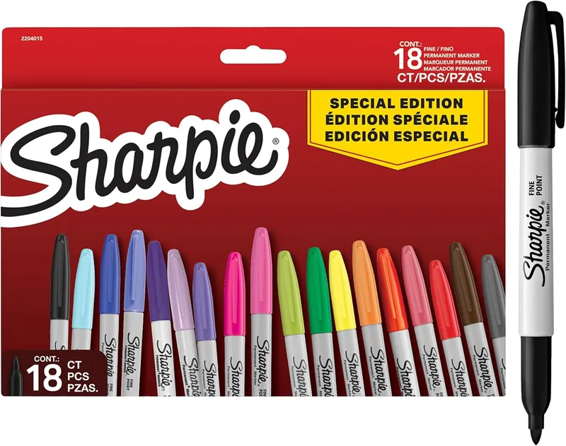 Sharpie ▫️ Conjunto de marcadores permanentes | sortidos de edição limitada | Ponta fina | 18 marcadores | Conjunto de regresso às aulas