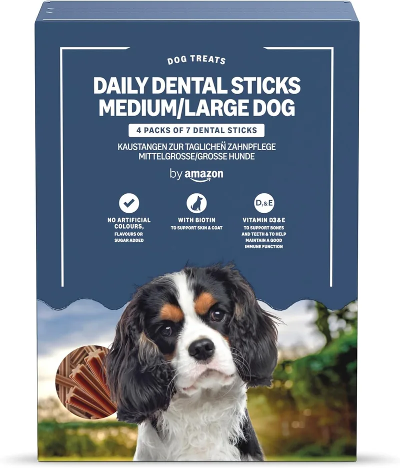 by Amazon ▫️ da Amazon: Palitos dentais para uso diário - Cães de tamanho médio/grande, 4 x 270 g (1,08 kg)